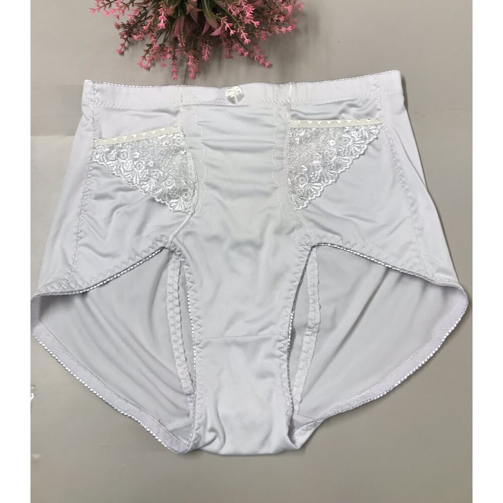 Vintage Sissy Wht Princess High Waist Light Tummy Control Floral Lace Panties2XL